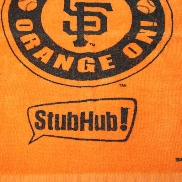 SAN FRANCISCO GIANTS GET YOUR ORANGE ON 2012 RALLY TOWEL STUBHUB SGA PRO TOWELS - Picture 4 of 9